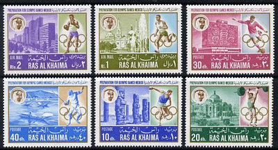 Ras Al Khaima 1967 Mexico Pre-Olympics (Buildings) perf set of 6 unmounted mint Mi 203A-208A