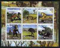 Somalia 2003 Dinosaurs perf sheetlet containing 6 values each with Rotary Logo, unmounted mint