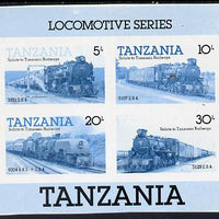 Tanzania 1985 Locomotives unmounted mint imperf colour proof of m/sheet in blue & black only (SG MS 434)