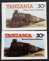 Tanzania 1985 Locomotive 3129 30s value (SG 433) unmounted mint imperf single with entire design doubled plus perf'd normal*