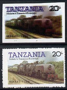 Tanzania 1985 Locomotive 6004 20s value (SG 432) unmounted mint imperf single with entire design doubled plus perf'd normal*