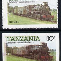 Tanzania 1985 Locomotive 3107 10s value (SG 431) unmounted mint imperf single with entire design doubled plus perf'd normal*