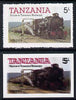 Tanzania 1985 Locomotive 3022 5s value (SG 430) unmounted mint imperf single with entire design doubled plus perf'd normal*