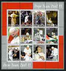 Buriatia Republic 2003 Pope John Paul II perf sheetlet #03 containing complete set of 12 values (inscribed Visit to Croatia) unmounted mint