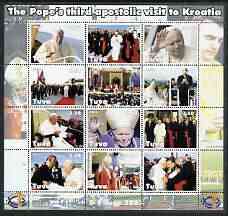 Sakha (Yakutia) Republic 2003 Pope John Paul II perf sheetlet containing complete set of 12 values (inscribed Pope Joan Paul II) unmounted mint