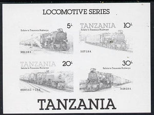 Tanzania 1985 Locomotives unmounted mint imperf colour proof of m/sheet in black only (SG MS 434)