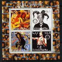 Benin 2003 Queen (pop group) #2 perf sheetlet containing set of 4 values each with Rotary International Logo unmounted mint