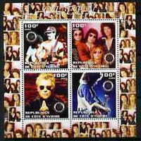 Benin 2003 Queen (pop group) #1 perf sheetlet containing set of 4 values each with Rotary International Logo unmounted mint
