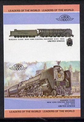 St Vincent - Bequia 1984 Locomotives #1 (Leaders of the World) 35c (4-8-4 New York Central Niagara Class) imperf se-tenant progressive proof pair with Country name and value omitted unmounted mint