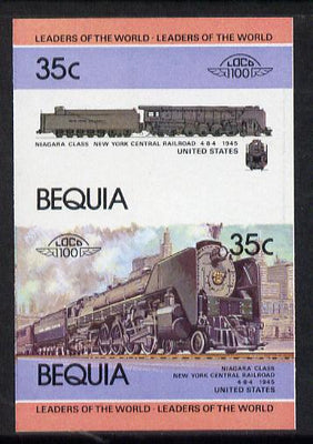 St Vincent - Bequia 1984 Locomotives #1 (Leaders of the World) 35c (4-8-4 New York Central Niagara Class) se-tenant pair imperf unmounted mint from a limited printing