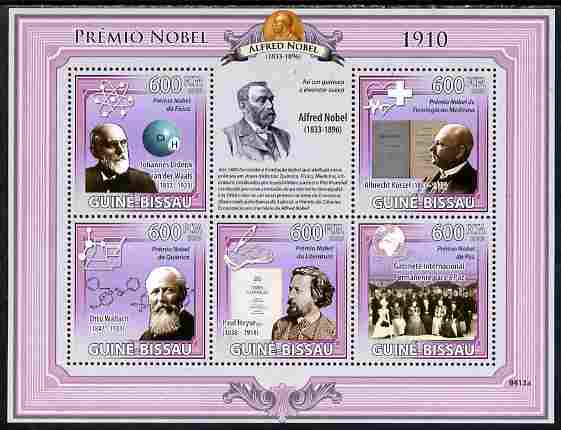 Guinea - Bissau 2009 Nobel Prize Winners for 1909 perf sheetlet containing 6 values unmounted mint Yv 3032-37