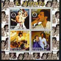 Benin 2003 Led Zeppelin perf sheetlet containing set of 4 values each with Rotary International Logo unmounted mint