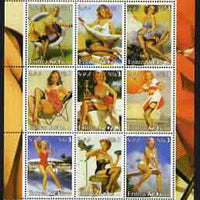 Benin 2003 Pin-Up Art of Pearl Frush perf sheetlet containing set of 9 values unmounted mint