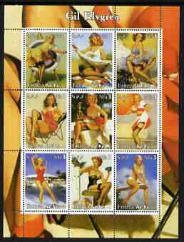 Benin 2003 Pin-Up Art of Pearl Frush perf sheetlet containing set of 9 values unmounted mint