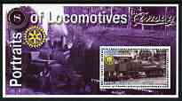Somalia 2002 Portraits of Locomotives #3 perf sheetlet containing set of 6 values (Shay x 5 & Climax) each with Rotary logo, unmounted mint