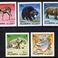 Fujeira 1971 Wild Animals imperf set of 5 unmounted mint (Mi 792-6B)