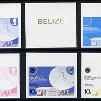 Belize 1983 Communications 10c Belmopan Earth Station x 6 imperf progressive proofs comprising various individual or composite colours unmounted mint