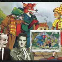 Benin 2003 Pinocchio perf m/sheet #1 with portraits of Elvis & Walt Disney, unmounted mint