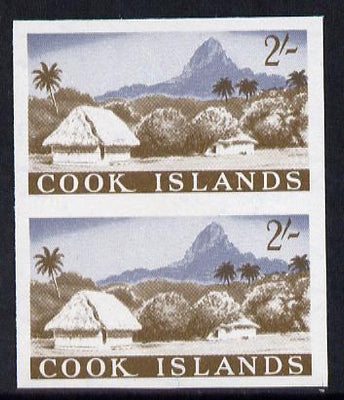 Cook Islands 1963 def 2s (Island scene) in unmounted mint imperf pair (as SG 171)