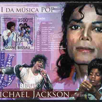 Guinea - Bissau 2009 Michael Jackson perf sheetlet containing 5 values unmounted mint Yv 3055-59