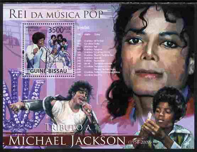 Guinea - Bissau 2009 Michael Jackson perf sheetlet containing 5 values unmounted mint Yv 3055-59