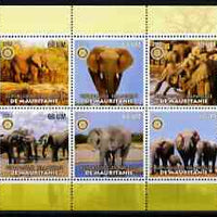 Mauritania 2002 Polar Bears #2 perf sheetlet containing 6 values each with Rotary logo, unmounted mint