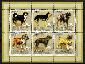 Ivory Coast 2002 Dogs #1 perf sheetlet containing 6 values each with Scout logo unmounted mint