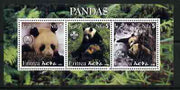 Eritrea 2002 Pandas #1 perf sheetlet containing set of 3 values each with Scouts Logo unmounted mint