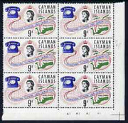 Cayman Islands 1966 International Telephone Links 4d unmounted mint plate block of 6 including R11/5 flaw by second 's' of 'Islands', Shelly V41 (SG 198var)