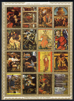 Umm Al Qiwain 1972 Paintings (Life of Christ #1) sheetlet containing 16 values (Mi 970-85) unmounted mint