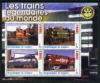 Guinea - Conakry 2003 Legendary Trains of the World #10 perf sheetlet containing 4 values with Rotary Logo, unmounted mint