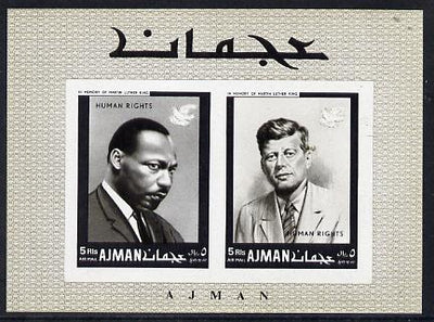 Ajman 1968 Human Rights (Kennedy & Martin Luther King) imperf m/sheet (Mi BL 44B) unmounted mint