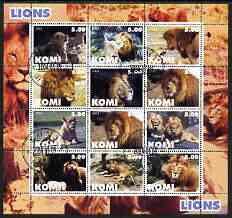 Komi Republic 2004 Tigers perf sheetlet containing set of 12 values fine cto used