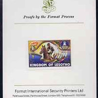 Lesotho 1984 Los Angeles Olympic Games 10s (Torch Bearer) imperf proof mounted on Format International proof card