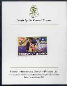 Lesotho 1984 Los Angeles Olympic Games 50s (Swimming) imperf proof mounted on Format International proof card