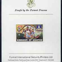 Lesotho 1984 Los Angeles Olympic Games 75s (Basketball) imperf proof mounted on Format International proof card