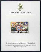 Lesotho 1984 Los Angeles Olympic Games 75s (Basketball) imperf proof mounted on Format International proof card