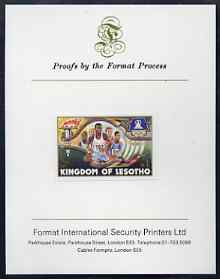 Lesotho 1984 Los Angeles Olympic Games 75s (Basketball) imperf proof mounted on Format International proof card