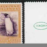 Tonga 1897 Red-Shining Parrot 2s6d,'Maryland' perf 'unused' forgery, as SG 52 - the word Forgery is either handstamped or printed on the back and comes on a presentation card with descriptive notes