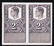 Great Britain 1940c proof of 2s (head, value & ornate background) in black as used for contract notes, etc,'Maryland' imperf forgery pair 'unused' - the word Forgery is either handstamped or printed on the back and comes on a pres……Details Below