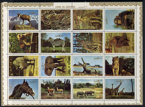 Umm Al Qiwain 1972 Animals #2 sheetlet containing 16 values unmounted mint (Mi 1002-17)