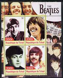Chad 2003 Legendary Pop Groups - Beatles #1 perf sheetlet containing 4 values unmounted mint