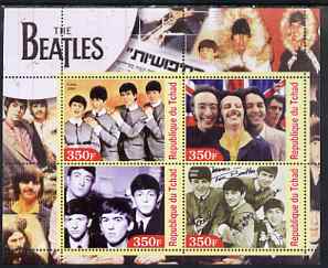 Chad 2003 Legendary Pop Groups - Beatles #2 perf sheetlet containing 4 values unmounted mint