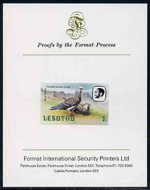 Lesotho 1982 Kestrel 1s imperf proof mounted on Format International proof card (as SG 500)
