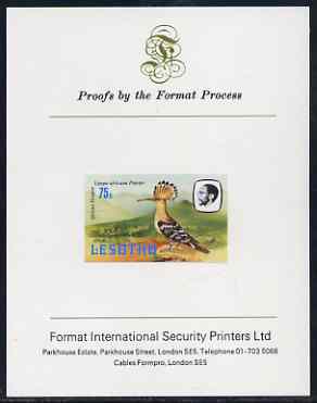 Lesotho 1982 Cape Longclaw 60s imperf proof mounted on Format International proof card (as SG 509)