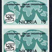 Nigeria 1969 50th Anniversary of International Labour Organization 4d imperf pair (previously unrecorded imperf) as SG 235, unmounted mint