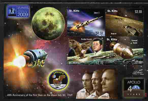 Nevis 2009 40th Anniversary of Moon Landing perf sheetlet containing 4 values unmounted mint