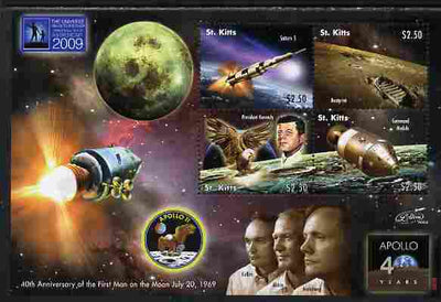 Nevis 2009 40th Anniversary of Moon Landing perf sheetlet containing 4 values unmounted mint