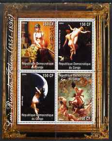 Congo 2004 Nude Paintings by Jean-Leon Gerome perf sheetlet containing 4 values, unmounted mint