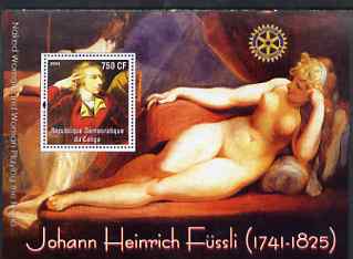 Congo 2004 Paintings by Diego Velázquez perf souvenir sheet with Rotary Logo, unmounted mint